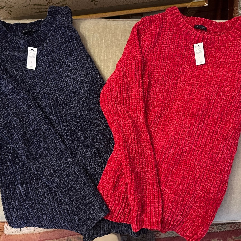 Talbots NWTs Cozy Red and Blue Women's Sweaters
